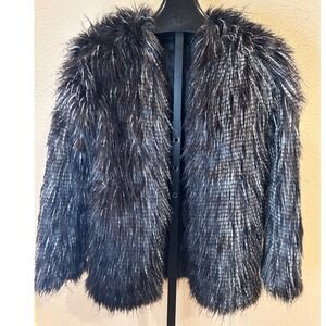 PIKO 1988 Vintage‎ Faux Fur Jacket Black White Striped Size S